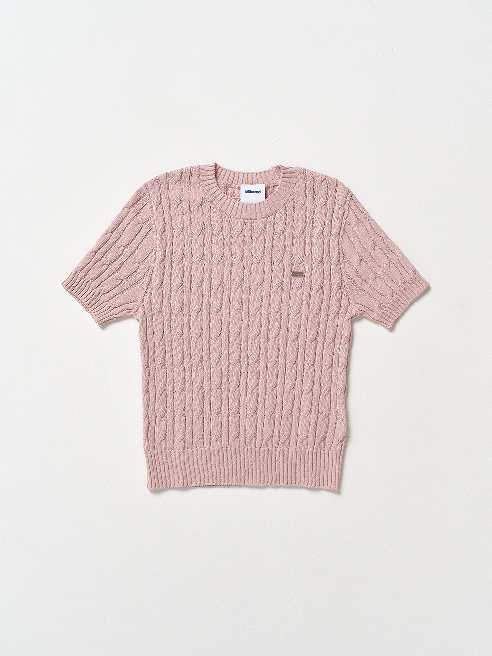 Half Sleeve Cable Knit_Pink