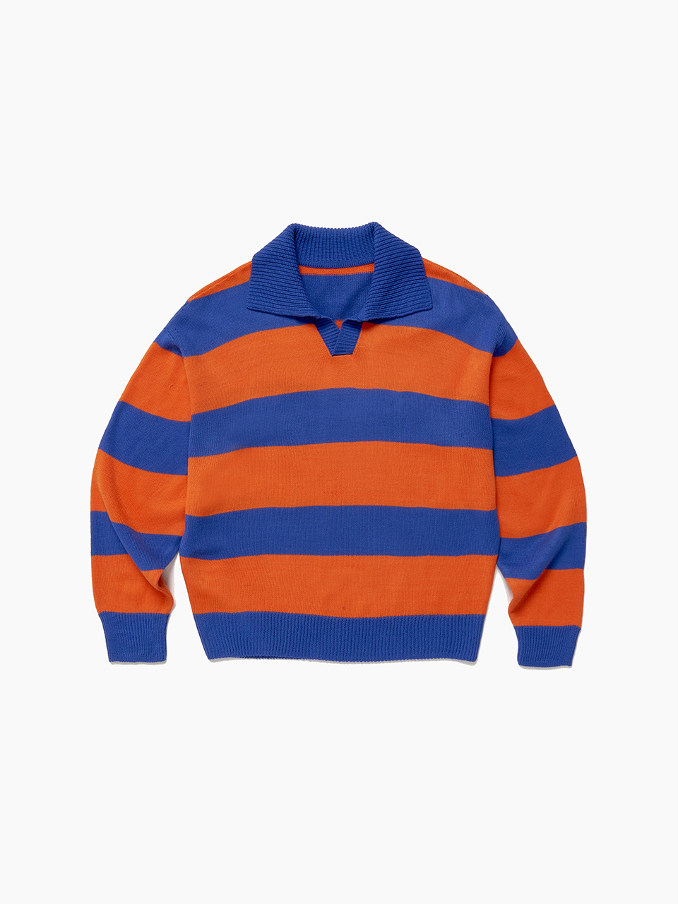 B logo collar stripe knit_Blue