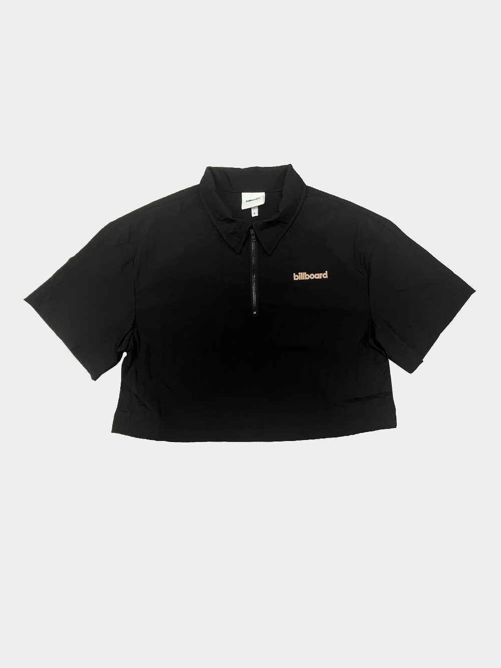 Half Zip-Up Crop Shirt_Black
