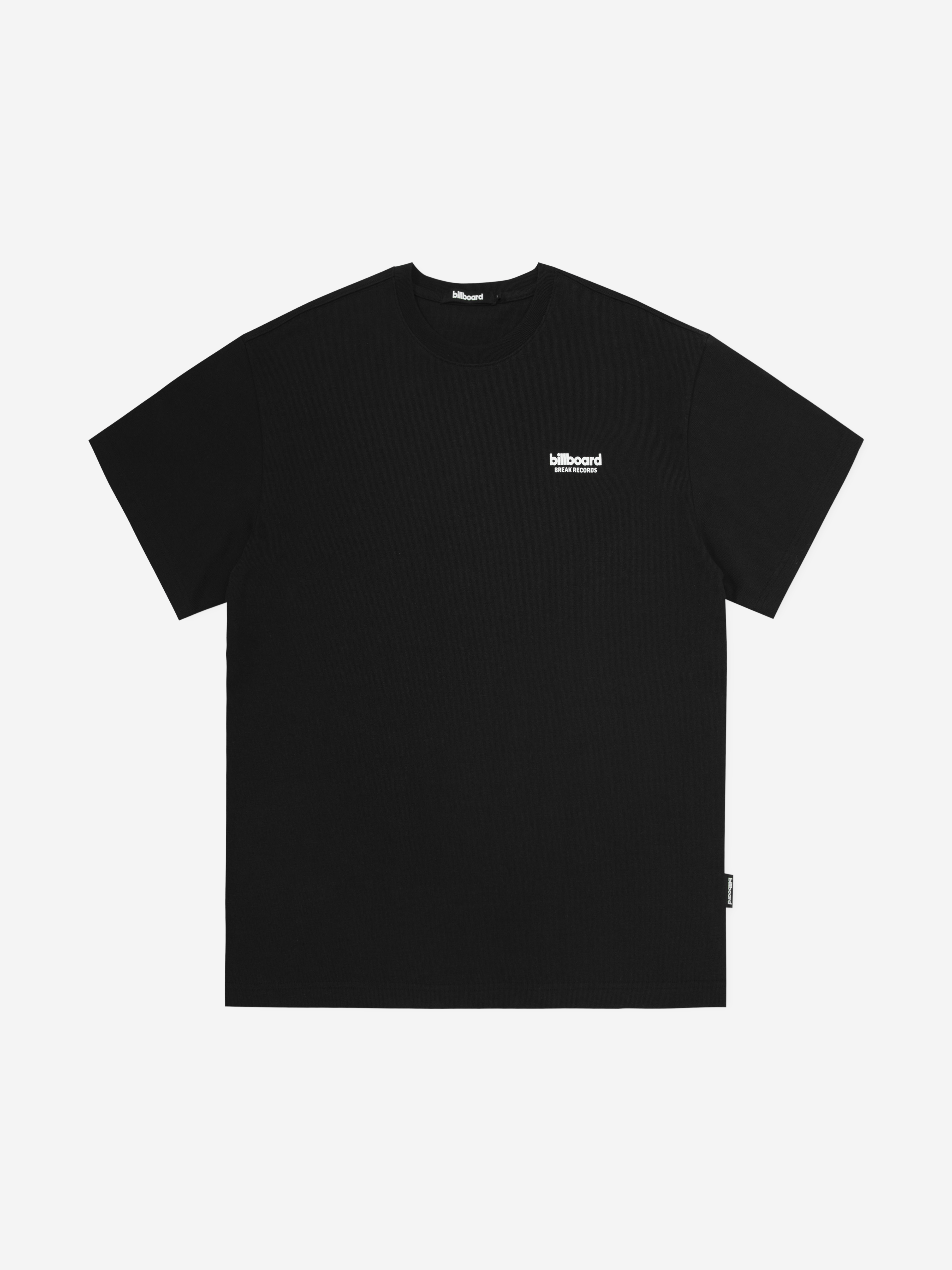 Basic Slogan Loose Fit Half T-Shirt_Black