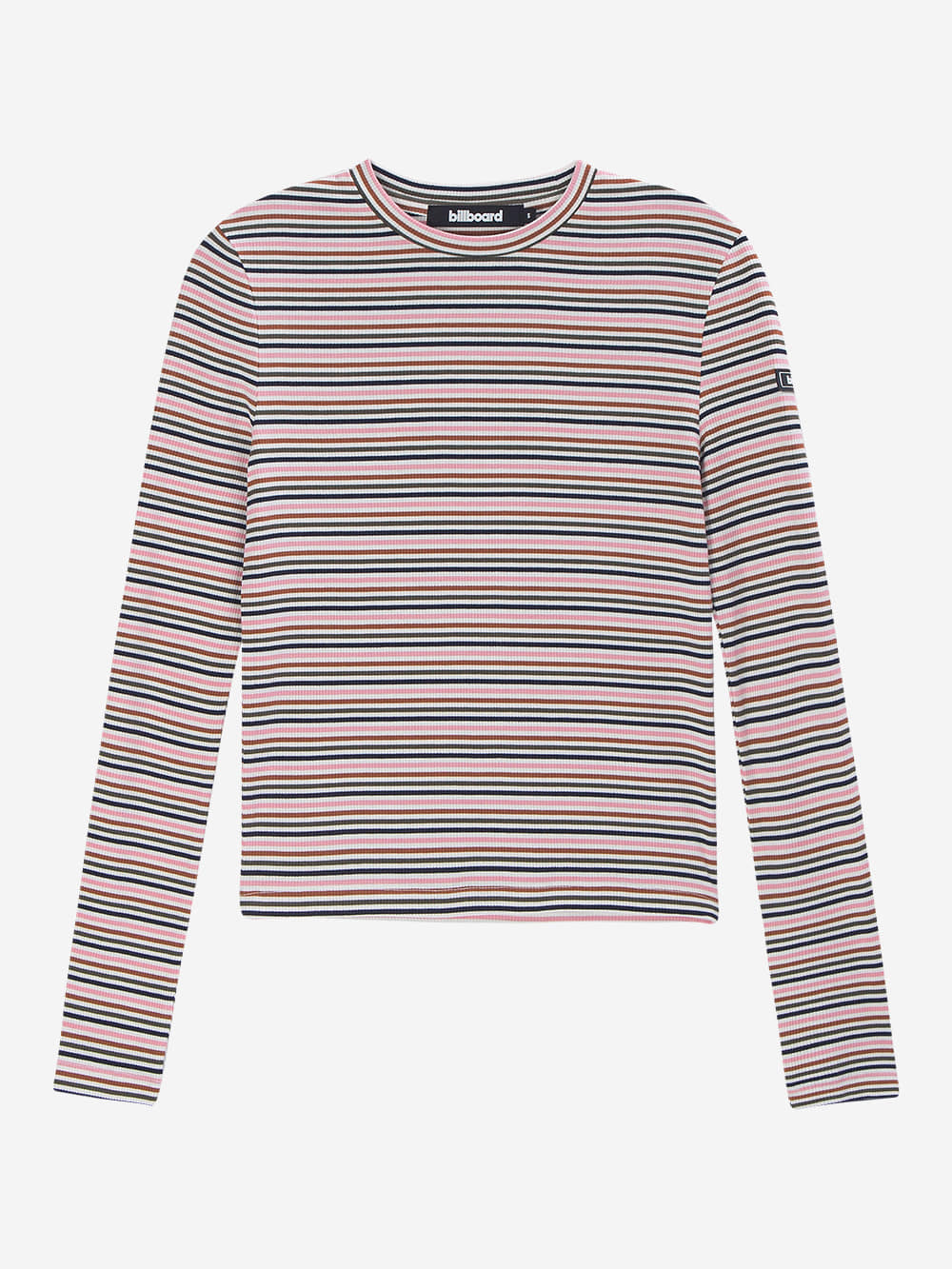 Stripe Pattern Ribbed Top_Pink