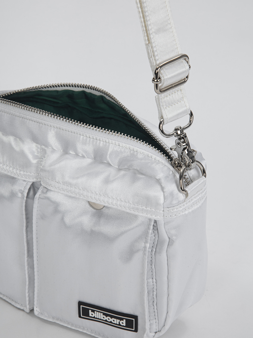 Nylon Two Pocket Mini Crossbag_White