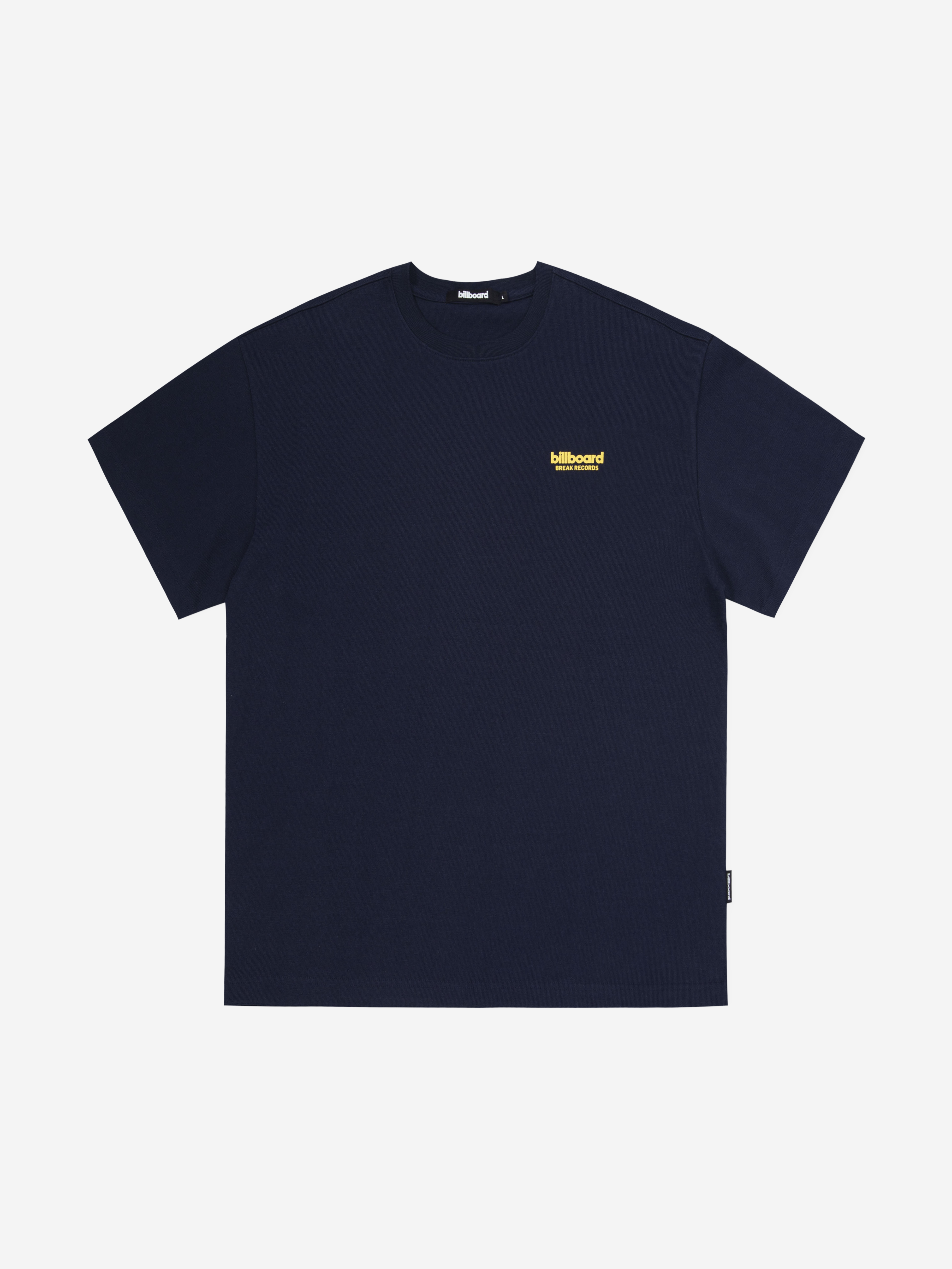 Basic Slogan Loose Fit Half T-Shirt_Navy