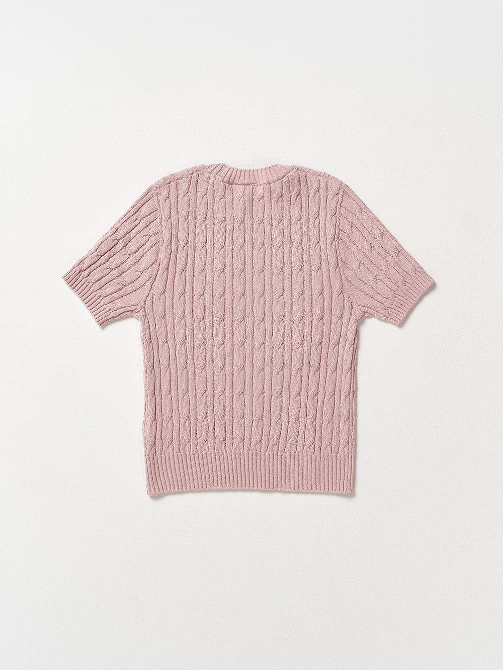 Half Sleeve Cable Knit_Pink