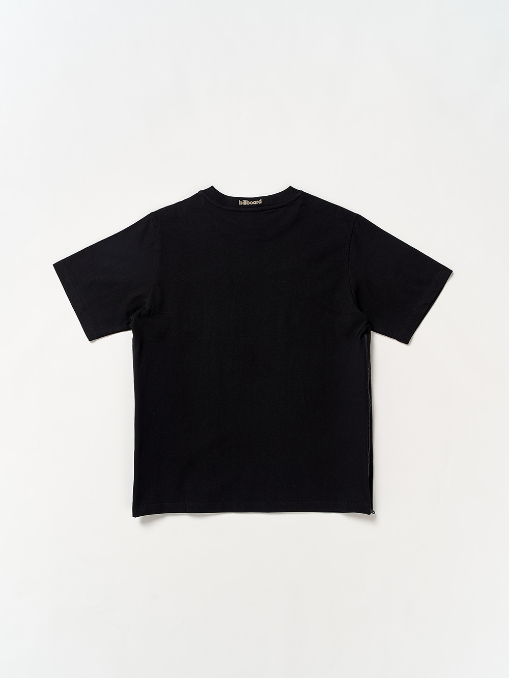 side zip-up detail Half T-Shirts_Black