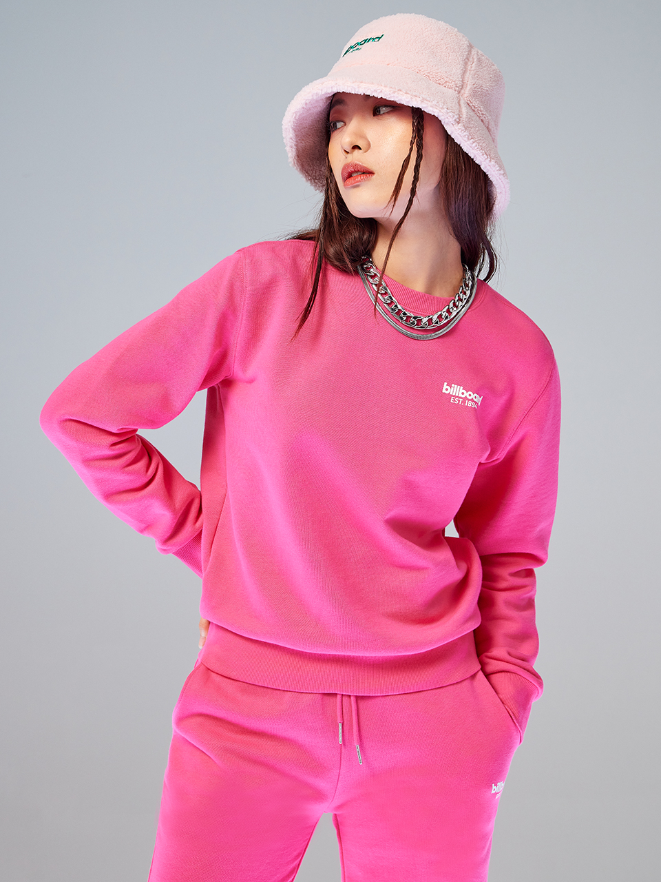Basic small logo color sweatshirt_Pink
